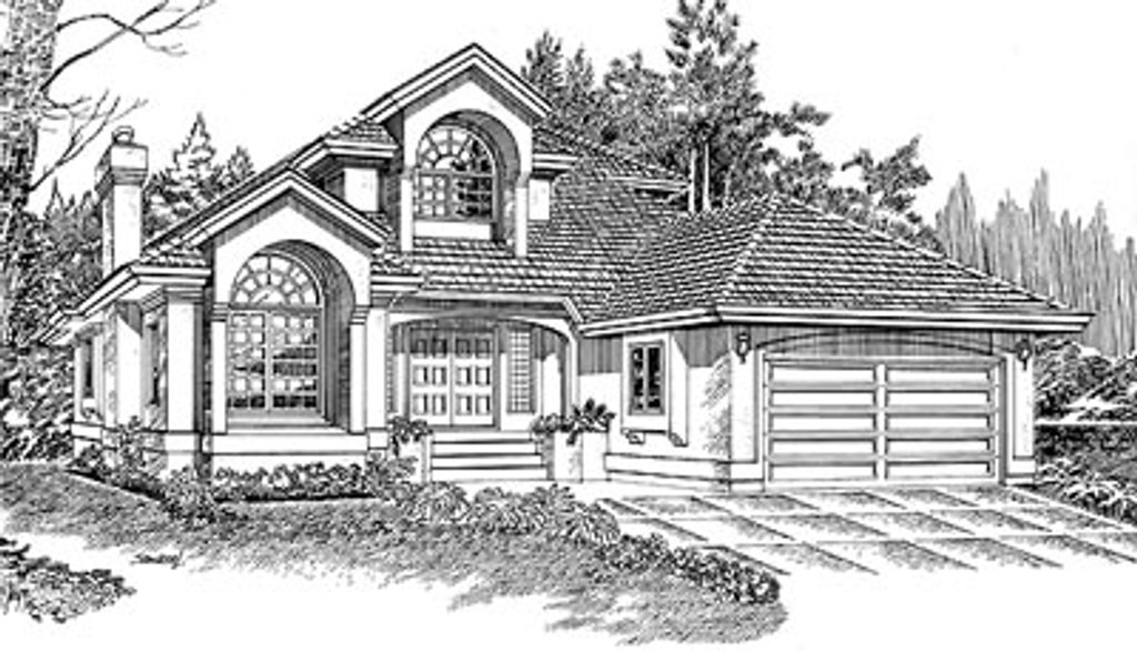 Exterior - Front Elevation 2 for European House Plan #47-190 - 3 bed, 2.5 bath