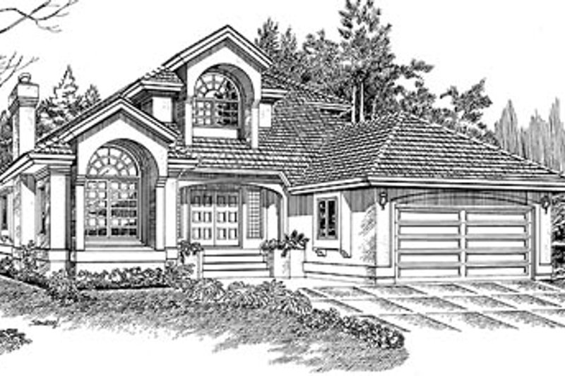 Exterior - Front Elevation 2 for European House Plan #47-190 - 3 bed, 2.5 bath