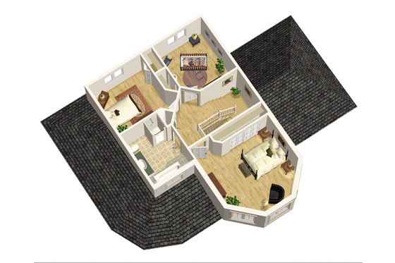 Floor Plan - Upper Floor 1 for Victorian House Plan #25-4694 - 3 bed, 1 bath