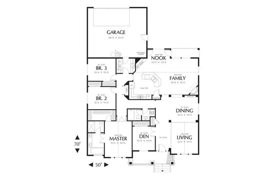 Floor Plan - Main Floor for Craftsman House Plan #48-532 - 3 bed, 2 bath