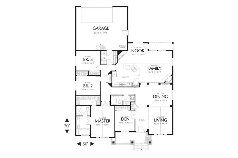 Home Plan - Floor Plan - Main Floor for Craftsman House Plan #48-532 - 3 bed, 2 bath