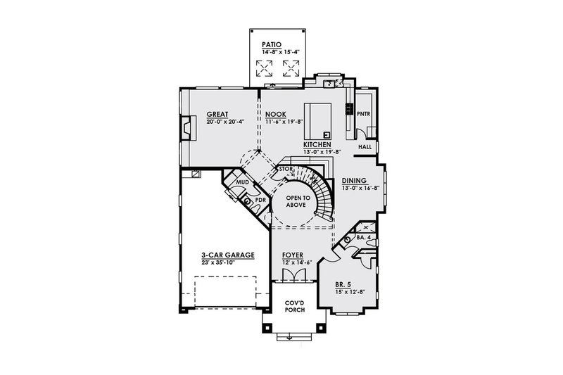 Dream House Plan - Floor Plan - Main Floor for Contemporary House Plan #1066-21 - 5 bed, 4.5 bath