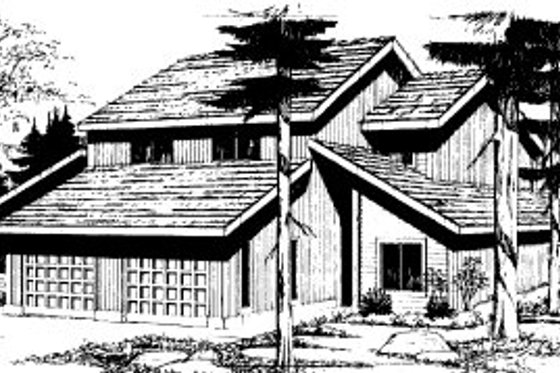 Exterior - Front Elevation for Modern House Plan #303-209 - 2 bed, 3 bath