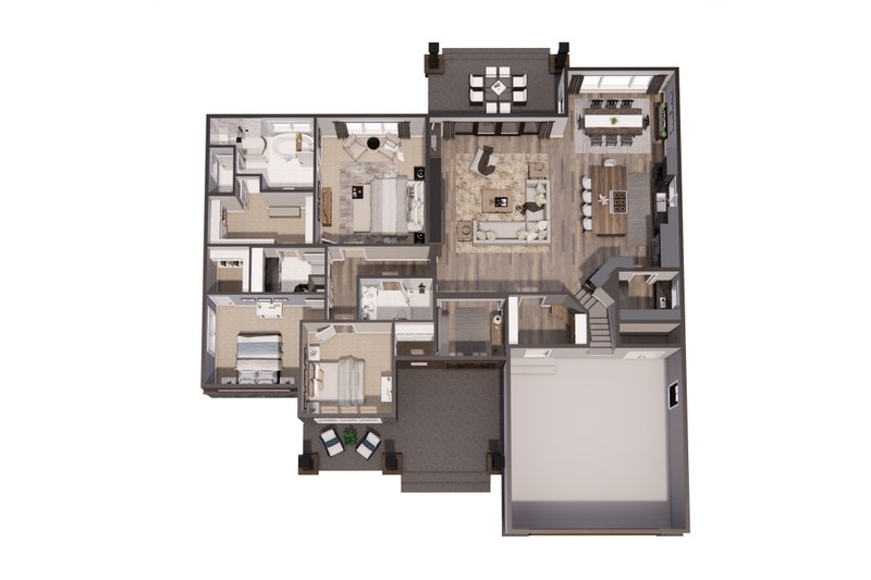 House Blueprint - Floor Plan - Main Floor 1 for Farmhouse House Plan #51-1228 - 3 bed, 2 bath