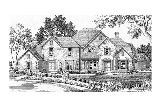 Exterior - Front Elevation for European House Plan #141-141 - 5 bed, 5.5 bath