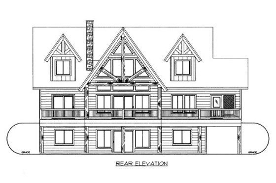 Exterior - Rear Elevation for Craftsman House Plan #117-689 - 3 bed, 2.5 bath