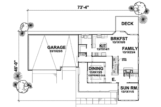 Floor Plan - Main Floor for Contemporary House Plan #50-257 - 3 bed, 2.5 bath