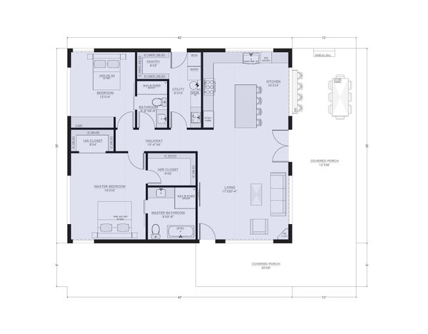 Barndominium Floor Plan - Main Floor Plan #1107-1