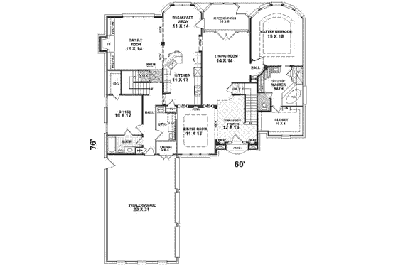 Floor Plan - Main Floor for Traditional House Plan #81-346 - 3 bed, 3 bath