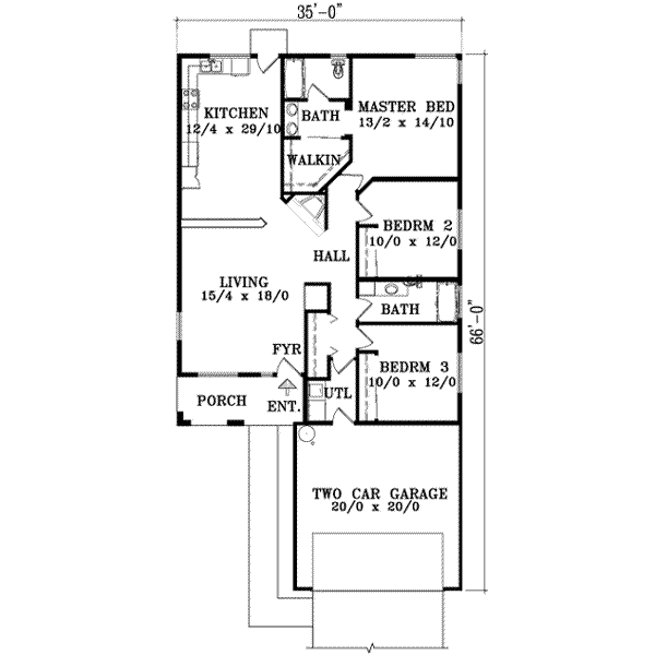 Home Plan - Ranch Floor Plan - Main Floor Plan #1-1268