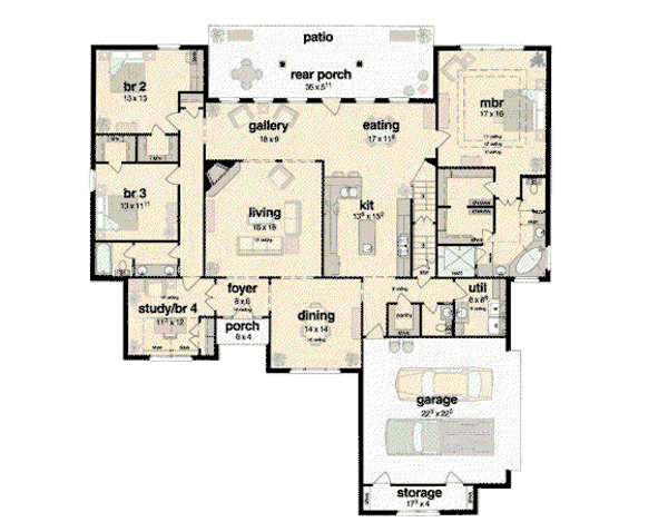 European Floor Plan - Main Floor Plan #36-220
