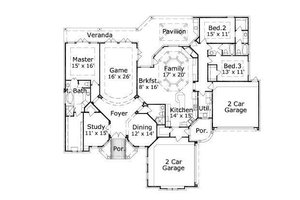 Floor Plan - Main Floor for European House Plan #411-506 - 3 bed, 4 bath