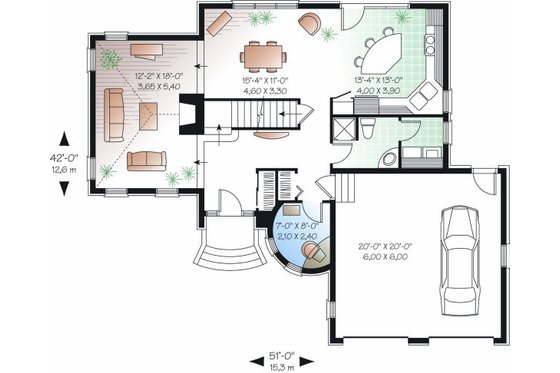 Floor Plan - Main Floor for European House Plan #23-810 - 3 bed, 2 bath