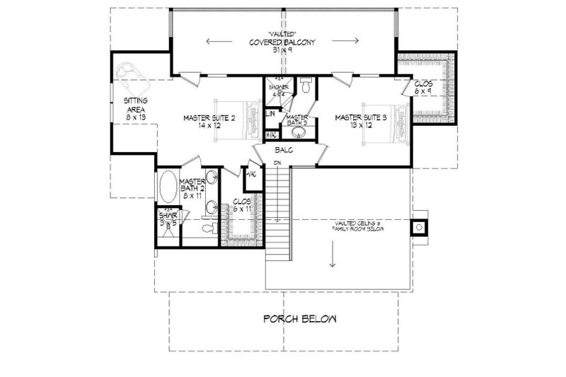 Home Plan - Floor Plan - Upper Floor for Country House Plan #932-3 - 3 bed, 3.5 bath
