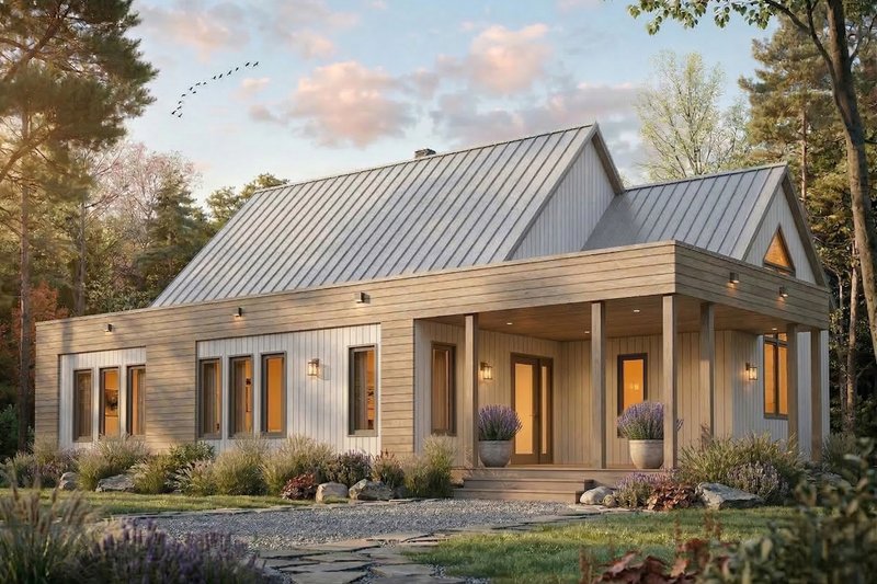 House Blueprint - Exterior - Front Elevation 3 for Modern House Plan #23-2676 - 2 bed, 1 bath