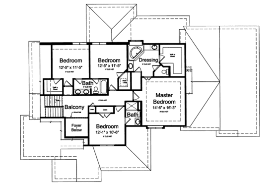 Floor Plan - Upper Floor for Traditional House Plan #46-500 - 4 bed, 3.5 bath