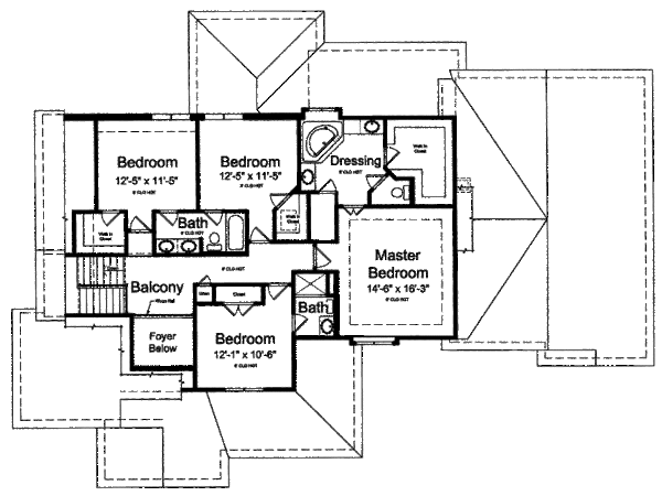 Traditional Floor Plan - Upper Floor Plan #46-500
