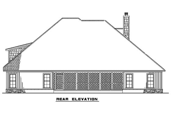 Exterior - Rear Elevation 3 for Ranch House Plan #923-75 - 4 bed, 3 bath