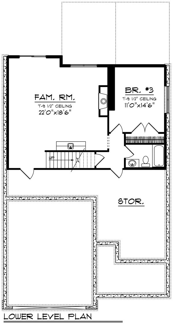 House Plan Design - Ranch Floor Plan - Lower Floor Plan #70-1497