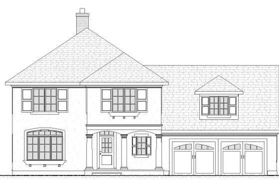 Exterior - Front Elevation 3 for European House Plan #901-48 - 4 bed, 3.5 bath