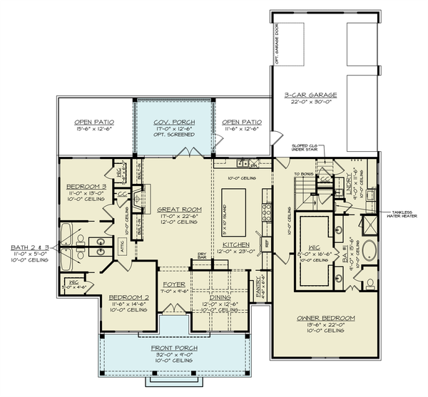 Farmhouse Floor Plan - Main Floor Plan #119-448