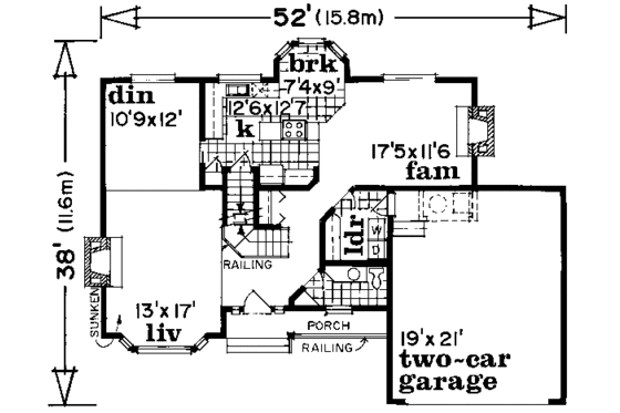 Floor Plan - Main Floor for Traditional House Plan #47-624 - 4 bed, 2.5 bath