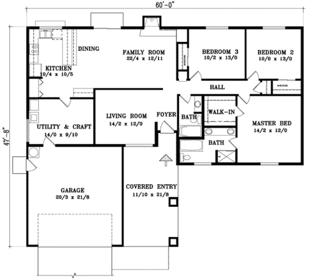 Adobe / Southwestern Style House Plan - 3 Beds 2 Baths 1658 Sq/Ft Plan ...