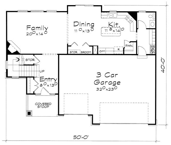 House Blueprint - Craftsman Floor Plan - Main Floor Plan #20-2400