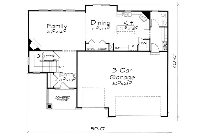 Dream House Plan - Floor Plan - Main Floor for Craftsman House Plan #20-2400 - 4 bed, 3 bath