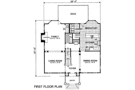 Floor Plan - Main Floor for European House Plan #322-127 - 4 bed, 3.5 bath