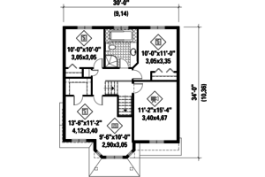 Floor Plan - Upper Floor for Traditional House Plan #25-4697 - 3 bed, 1 bath