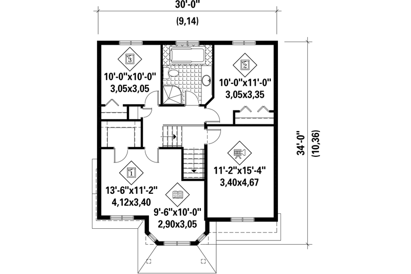 Dream House Plan - Floor Plan - Upper Floor for Traditional House Plan #25-4697 - 3 bed, 1 bath