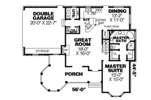 Floor Plan - Main Floor for Victorian House Plan #34-111 - 3 bed, 2.5 bath
