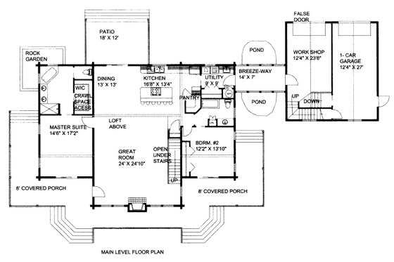 Floor Plan - Main Floor for Log House Plan #117-591 - 3 bed, 2 bath