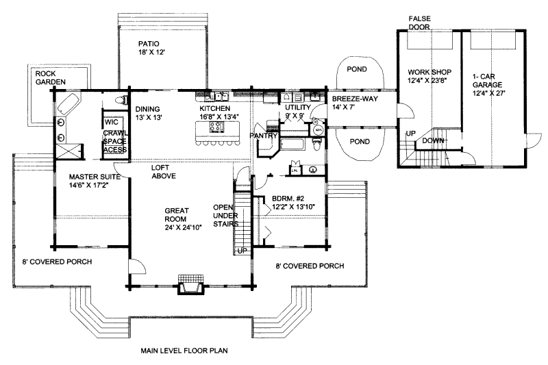 Home Plan - Floor Plan - Main Floor for Log House Plan #117-591 - 3 bed, 2 bath