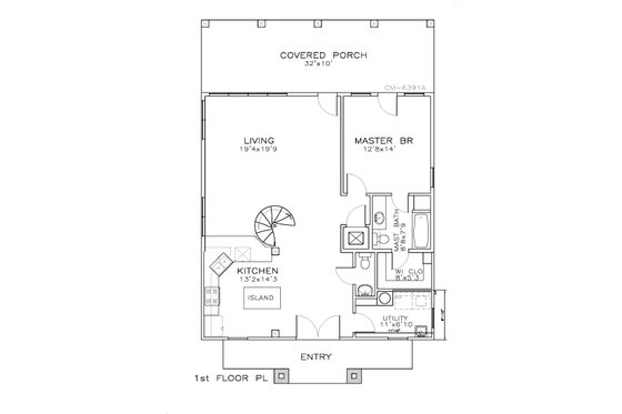 Floor Plan - Main Floor for Beach House Plan #8-310 - 3 bed, 2.5 bath