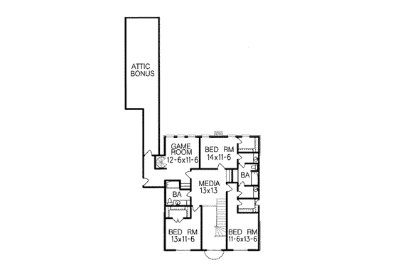 Floor Plan - Upper Floor for European House Plan #15-237 - 5 bed, 4.5 bath