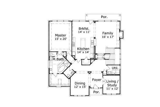 Floor Plan - Main Floor for European House Plan #411-802 - 4 bed, 3.5 bath