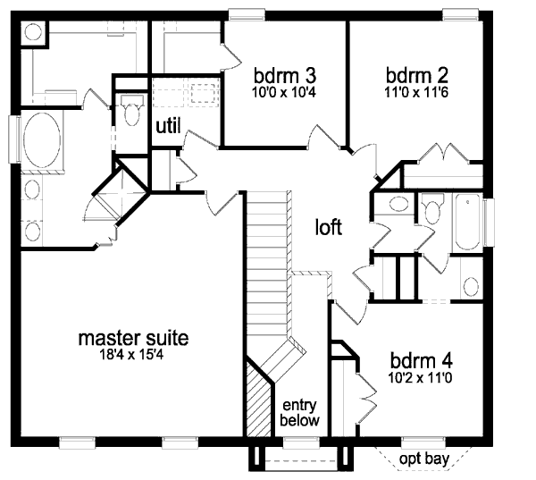 European Floor Plan - Upper Floor Plan #84-336
