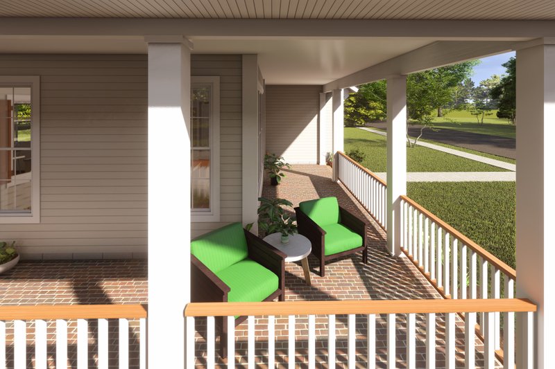 House Blueprint - Exterior - Covered Porch 1 for Farmhouse House Plan #513-2221 - 3 bed, 3.5 bath