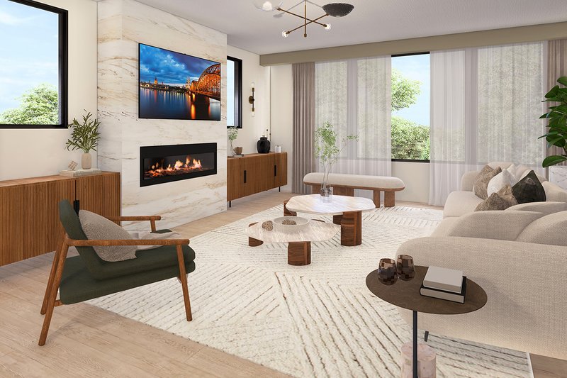 House Blueprint - Interior - Family Room for Contemporary House Plan #124-1368 - 4 bed, 3.5 bath