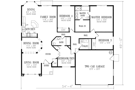 Floor Plan - Main Floor for Adobe / Southwestern House Plan #1-376 - 4 bed, 2 bath