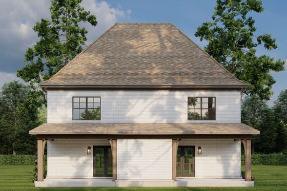 Exterior - Rear Elevation 1 for European House Plan #17-2526 - 2 bed, 2.5 bath