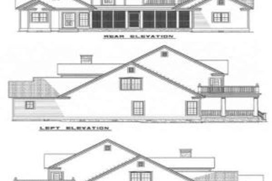 Exterior - Rear Elevation for Country House Plan #17-217 - 3 bed, 2.5 bath