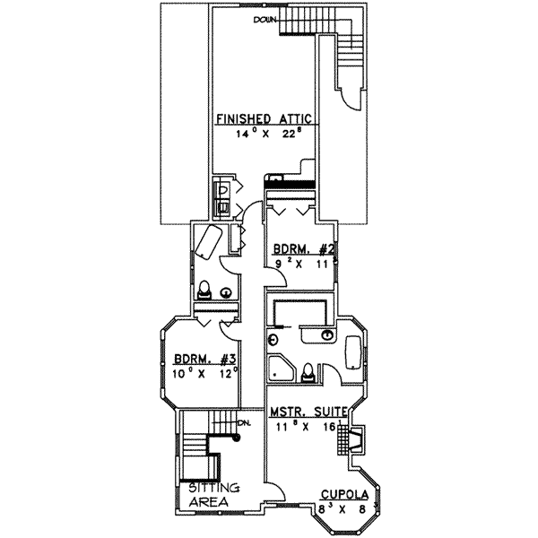 European Floor Plan - Upper Floor Plan #117-239