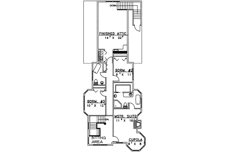 Dream House Plan - Floor Plan - Upper Floor for European House Plan #117-239 - 3 bed, 3 bath