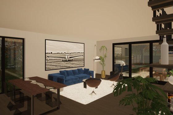 Interior - Family Room for Contemporary House Plan #80-223 - 3 bed, 3 bath