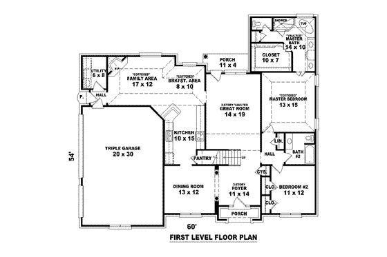 Floor Plan - Main Floor for European House Plan #81-1514 - 4 bed, 3 bath
