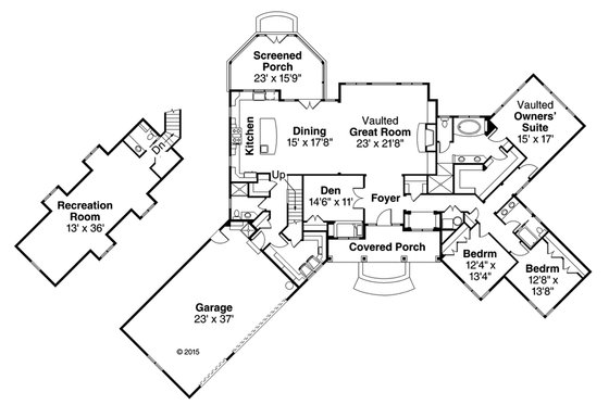 Floor Plan - Main Floor for Country House Plan #124-1010 - 3 bed, 3.5 bath