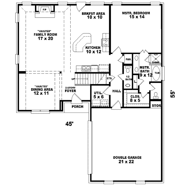 Floor Plan - Main Floor for European House Plan #81-745 - 3 bed, 2.5 bath